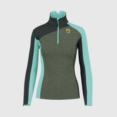 KARPOS FEDERIA W FLEECE HALF ZIP THYME/BLACK SAND
