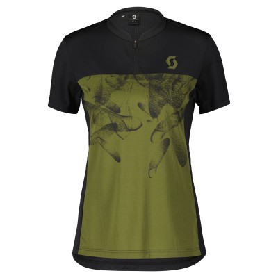 SCOTT SHORT W'S TRAIL FLOW ZIP SS BLACK FIR GREEN