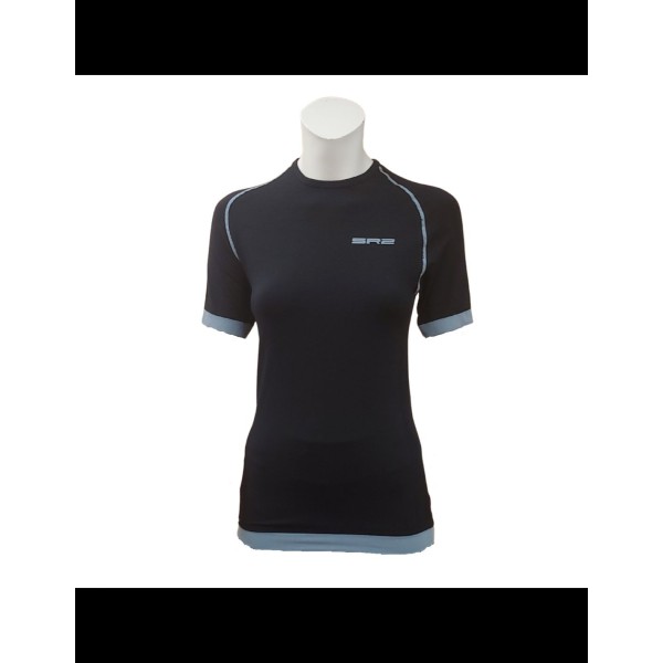 AERO 2 MAGLIA MANICA CORTA DONNA NERO LANA MERINO 81%